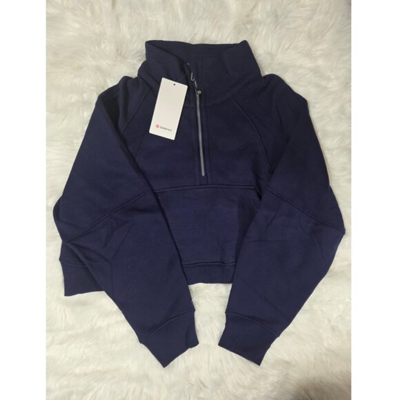 lululemon athletica Tops - Lululemon Scuba Oversized Half Zip funnel neck Size 12 Navy